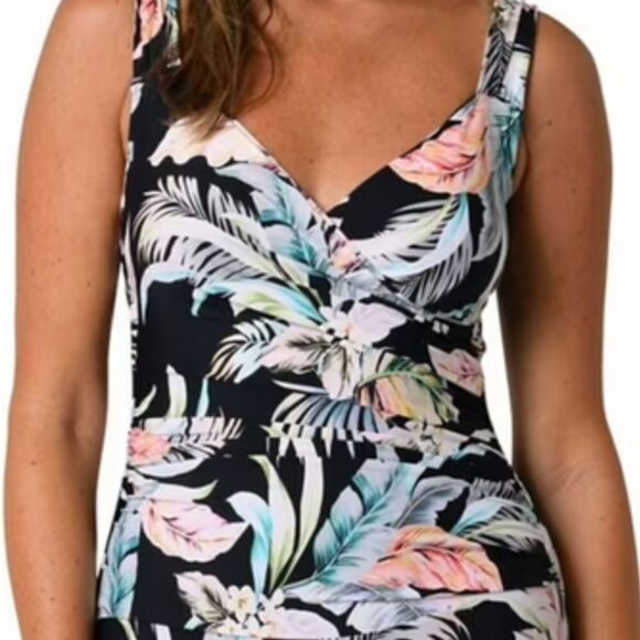 Jantzen Maillot One Pc Swimsuit Black Cabana Sz 14 - Picture 4 of 5